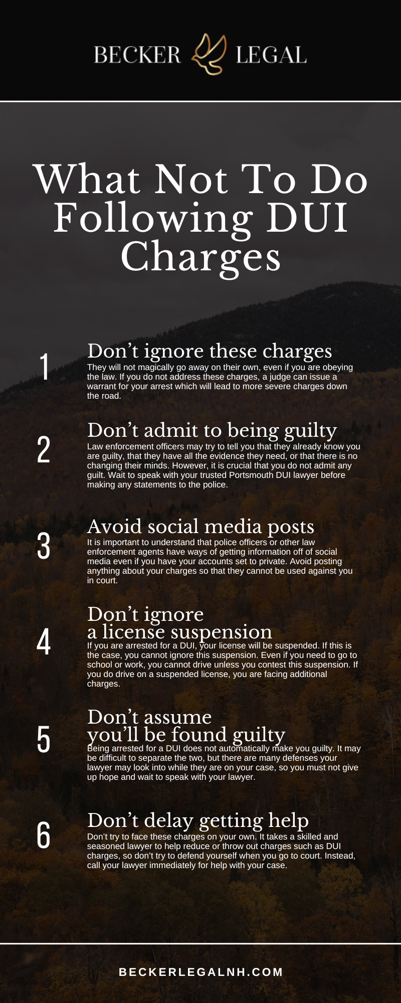 What Not To Do Following DUI Charges Infographic