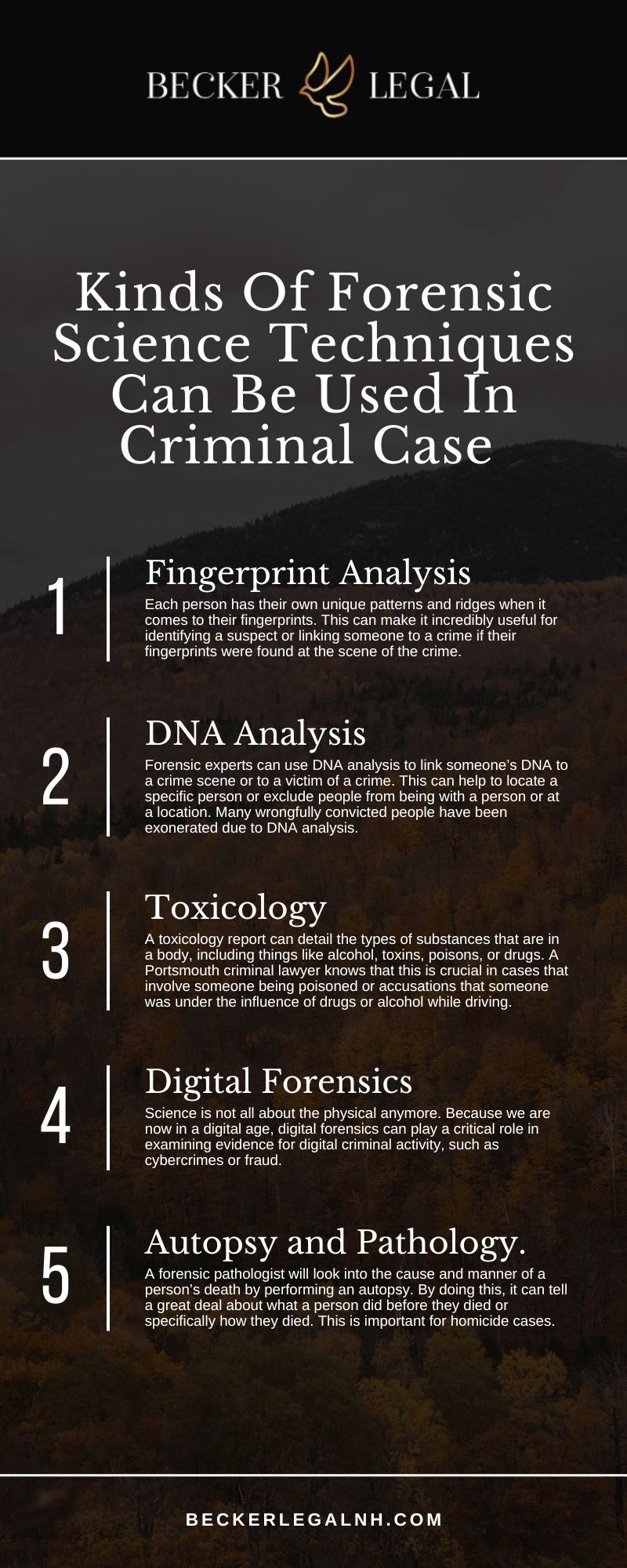 Kinds Of Forensic Science Techniques Can Be Used In Criminal Case Infographics